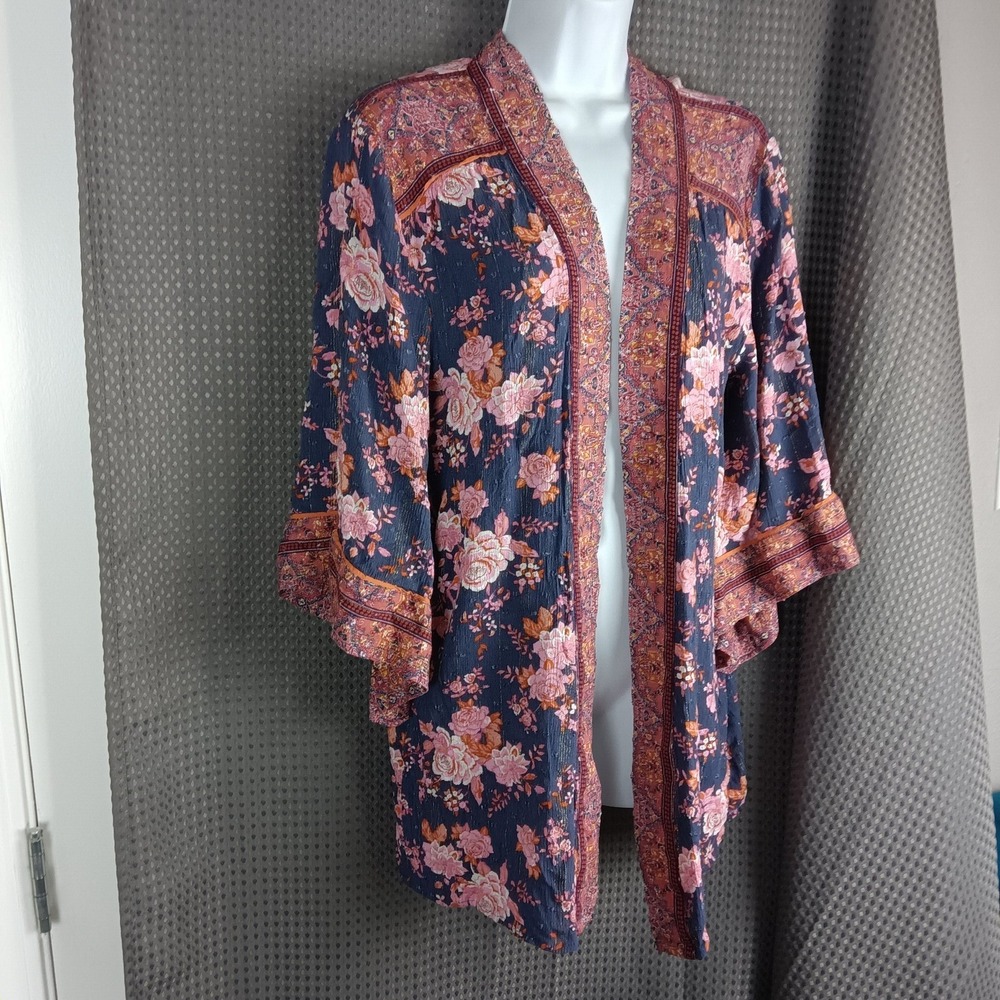 Matilda Jane Floral Kimono Cardigan 3/4 Sleeve Viscose Blend M/L